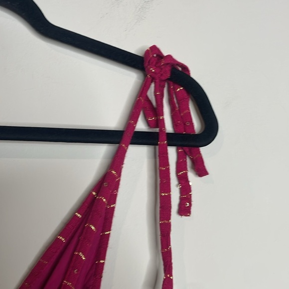 Sundress | Women’s Pink Gold Metallic Details Yolanda Maxi Dress Size Small - Picture 6 of 9